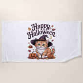 Cat Pumpkin Happy Halloween Strandlaken (Voorkant)