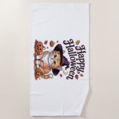 Cat Pumpkin Happy Halloween Strandlaken (Voorkant)