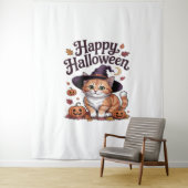Cat Pumpkin Happy Halloween Wandkleed (In situ)