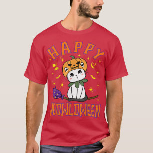 Cat Pumpkin Happy Meowloween Cute Cat Witch Hallow T-shirt