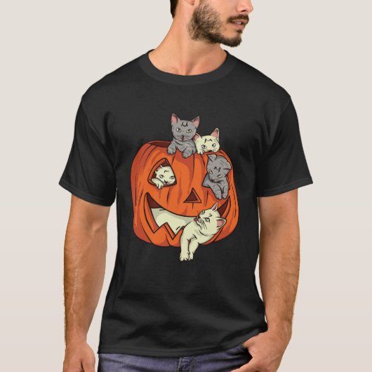 Cat Pumpkin Jack O Lantern Cat Halloween Costume B T-shirt (Voorkant)