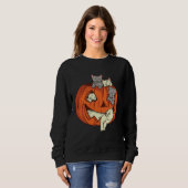 Cat Pumpkin Jack O Lantern Cat Halloween Costume B Trui (Voorkant volledig)