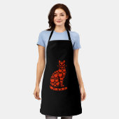 Cat Pumpkin Jack O Lantern Halloween Mannen Vrouwe Schort (Gedragen)