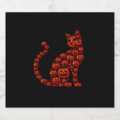 Cat Pumpkin Jack O Lantern Halloween Mannen Vrouwe Sparkling Wijnetiket (Enkel label)
