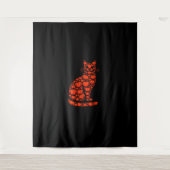 Cat Pumpkin Jack O Lantern Halloween Mannen Vrouwe Wandkleed (Voorkant)