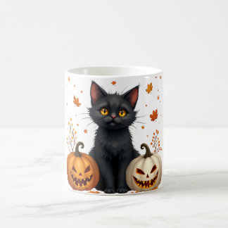 cat pumpkin magische mok