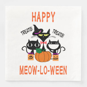 Cat Pumpkin Meowloween Halloween Paper Napkins Servet