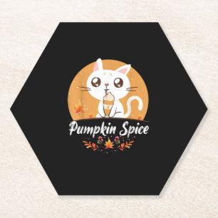 Cat Pumpkin Spice Shirt Schattige Het is Herfst Y' Kartonnen Onderzetters