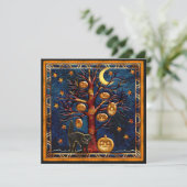 Cat & Pumpkins Halloween Jewels Party Invites Kaart (Staand voorkant)