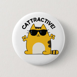 Cat Pun, aantrekkelijk Ronde Button 5,7 Cm