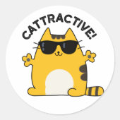 Cat Pun, aantrekkelijk Ronde Sticker (Voorkant)