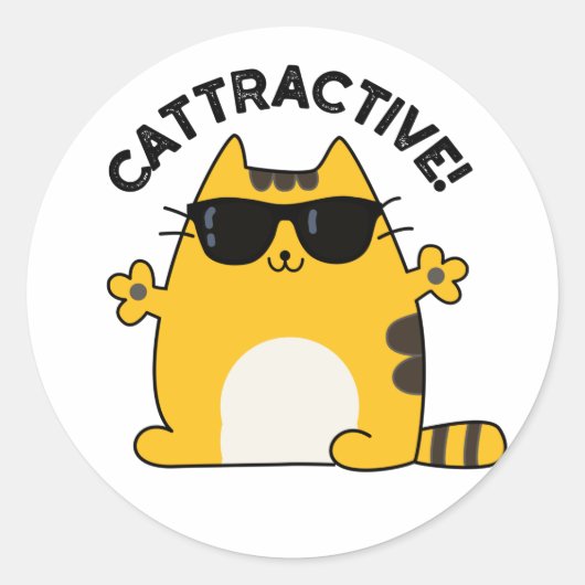 Cat Pun, aantrekkelijk Ronde Sticker (Voorkant)