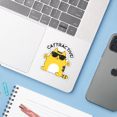 Cat Pun, aantrekkelijk Sticker (Laptop met iPhone)