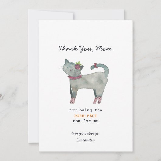 Cat Pun Purrfect Moederdag Kaart (Voorkant)