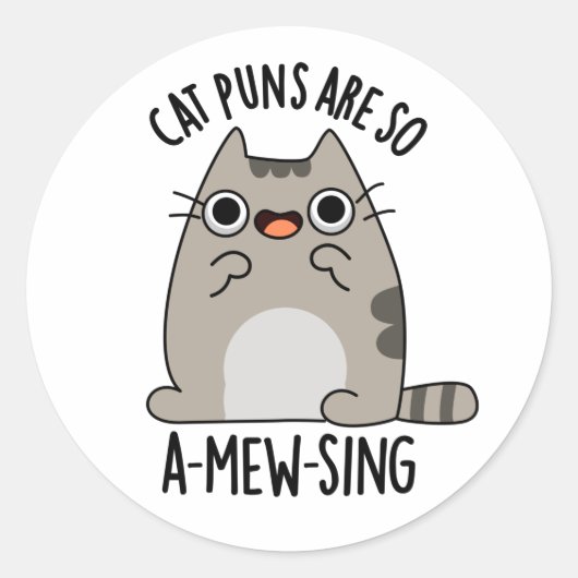 Cat Puns zijn zo een-miauw-zingen grappige dier wo Ronde Sticker (Voorkant)