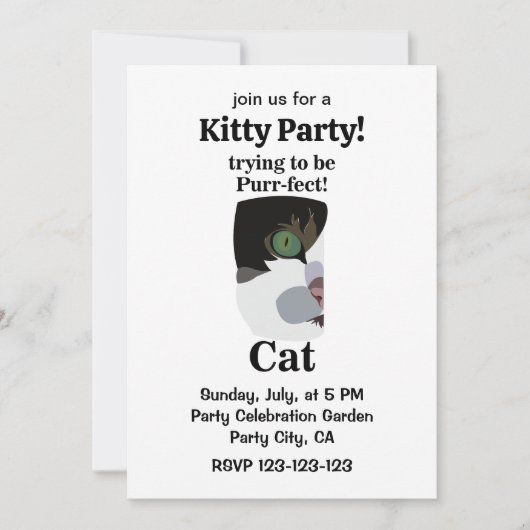 Cat Purrfect Kitty Funny Party Kaart (Voorkant)