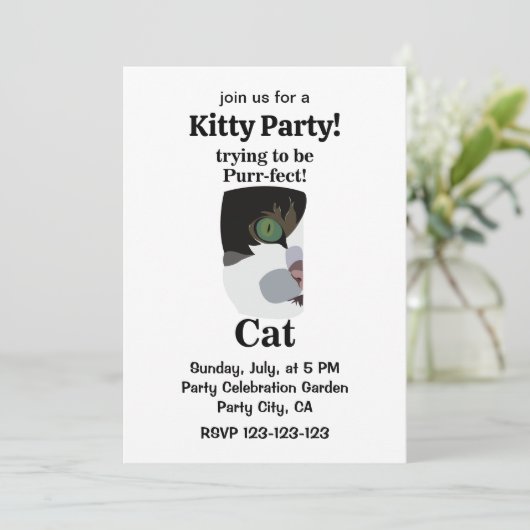 Cat Purrfect Kitty Funny Party Kaart (Staand voorkant)