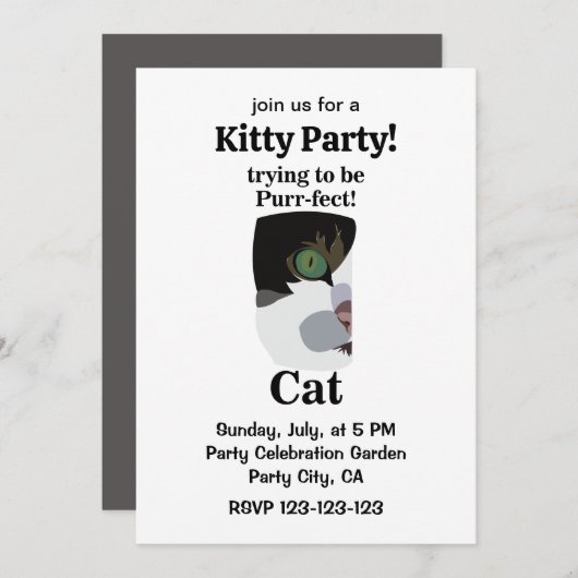 Cat Purrfect Kitty Funny Party Kaart (Voorkant / Achterkant)