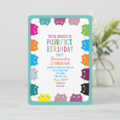 Cat Purrfect Verjaardagsfeestje Kaart (Staand voorkant)