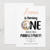 Cat Purrfect Verjaardagsfeestuitnodiging Kaart (Voorkant / Achterkant)