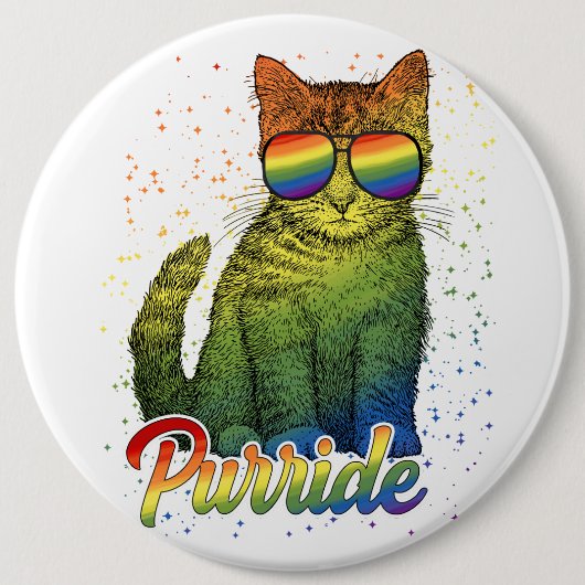 Cat Purride LGBT Ronde Button 6,0 Cm (Voorkant)