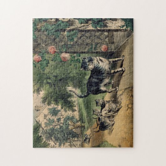 Cat Puzzle Currier & Ives Legpuzzel (Verticaal)