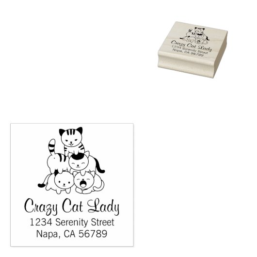 Cat Pyramid - Crazy Cat Lady Adres Rubberstempel (Gestempeld)