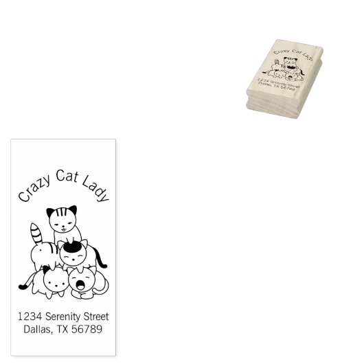 Cat Pyramid - Crazy Cat Lady Adres Rubberstempel (Gestempeld)