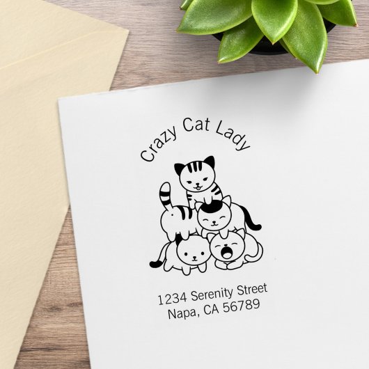 Cat Pyramid - Crazy Cat Lady Adres Rubberstempel