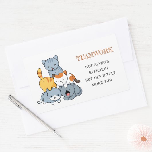 Cat Pyramid - Groep Katten, Teamwork Quote Rechthoekige Sticker (Envelop)