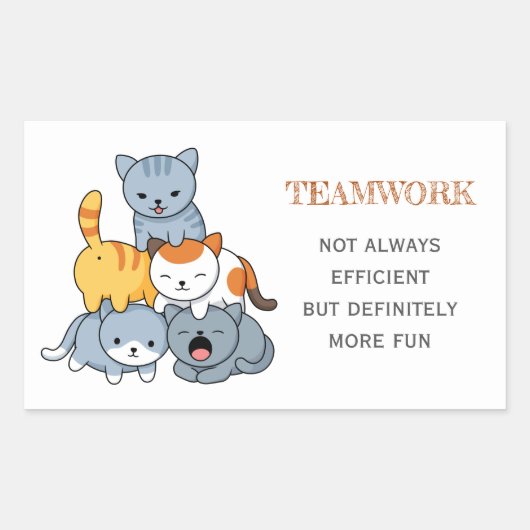 Cat Pyramid - Groep Katten, Teamwork Quote Rechthoekige Sticker (Voorkant)