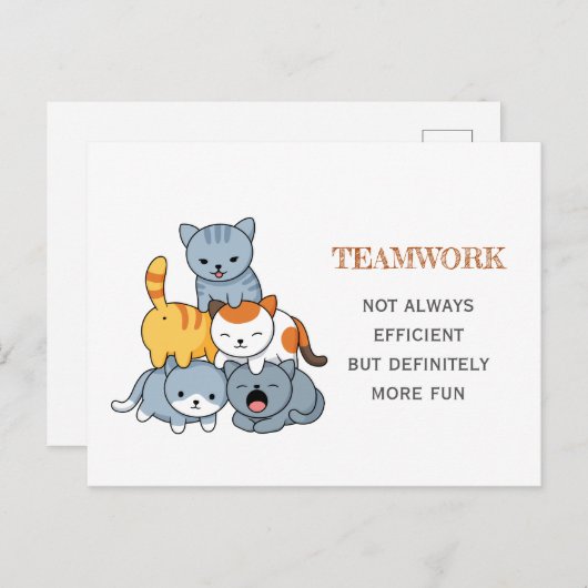 Cat Pyramid - Groep van Katten Teamwork Quote Briefkaart (Voorkant / Achterkant)
