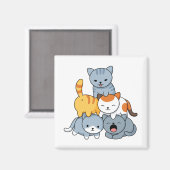 Cat Pyramid - Group of Cats Magneet (Voorkant / Achterkant)