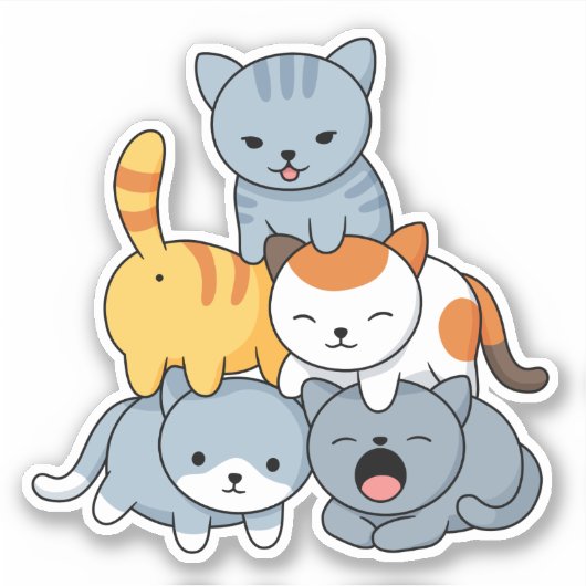 Cat Pyramid - Group of Cats Sticker (Voorkant)