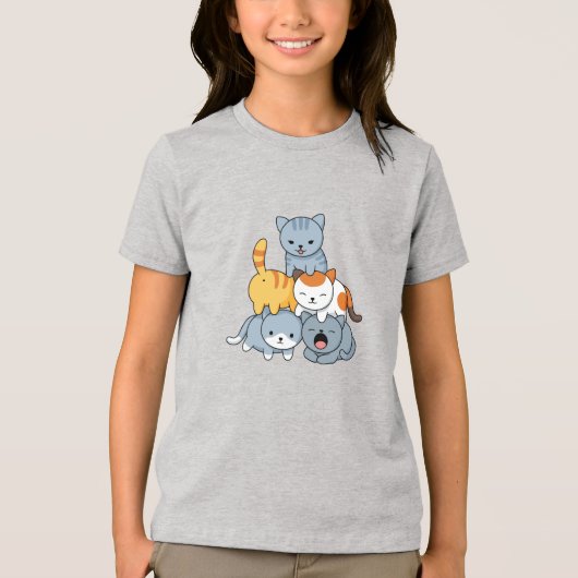 Cat Pyramid - Group of Cats Tri-Blend Shirt (Voorkant)