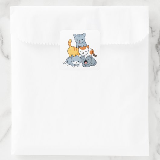 Cat Pyramid - Group of Cats Vierkante Sticker (Tas)