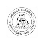 Cat Pyramid Round Address Rubberstempel (Afrduk)