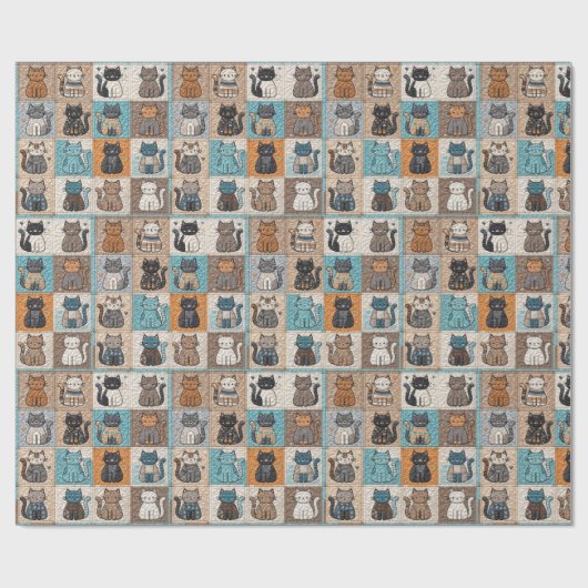 Cat quiltontwerp cadeaupapier (Vlak)