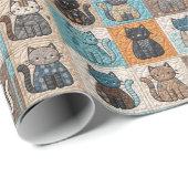 Cat quiltontwerp cadeaupapier (Rol Hoek)