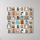 Cat quiltontwerp canvas afdruk (Voorkant)