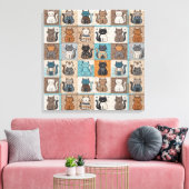 Cat quiltontwerp canvas afdruk (Insitu (Woonkamer))