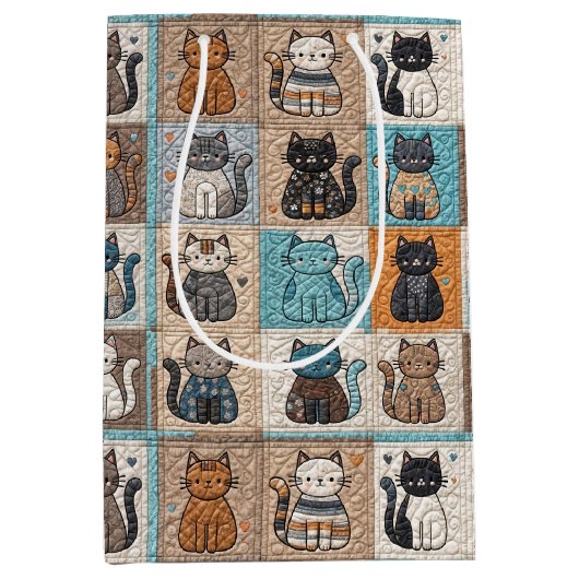 Cat quiltontwerp medium cadeauzakje (Voorkant)