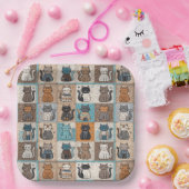 Cat quiltontwerp papieren bordje (Feest)