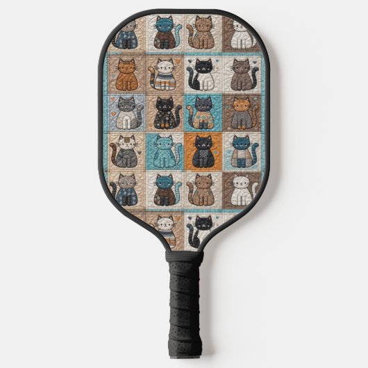 Cat quiltontwerp pickleball paddle (Voorkant)