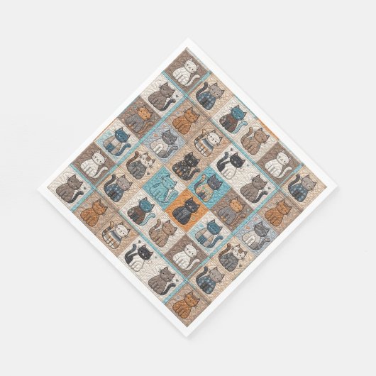 Cat quiltontwerp servet (Hoek)