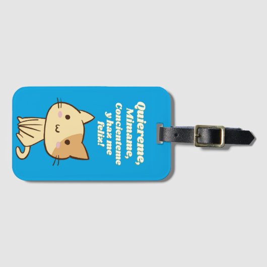 Cat quote quiereme mimame y hazme feliz bagagelabel (Voorkant (horizontaal))
