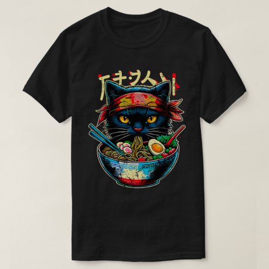 Cat Ra Noodle Japanse Anime Kawaii Katten T-shirt (Design voorkant)