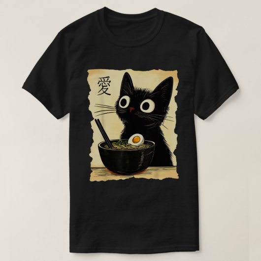 Cat Ra Ramen Noodles Japanse Kawaii Anime T-shirt (Design voorkant)