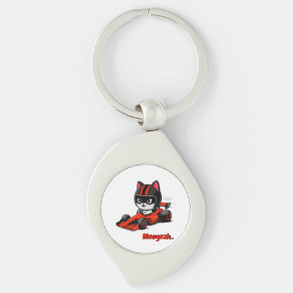 cat raciing car Keychain
