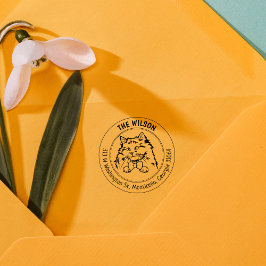 Cat rag pop familie retour adres rubberstempel